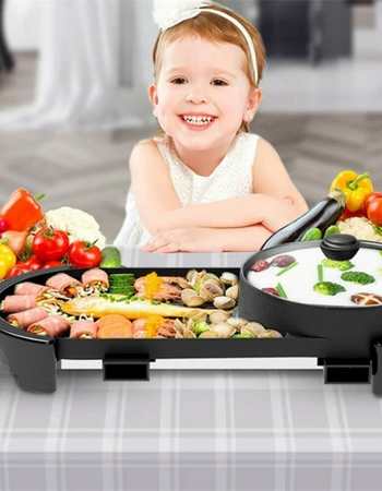 SEAAN Electric Indoor Hot Pot Grill Combo