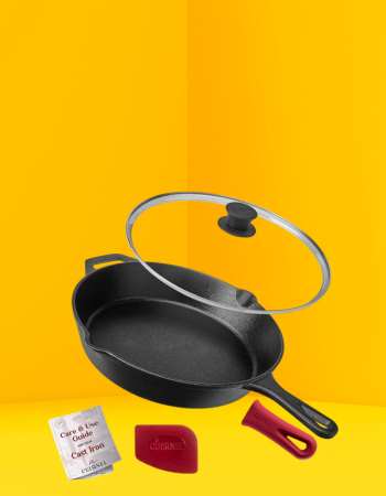 Pre-Seasoned Cast Iron Skillet With Glass Lid